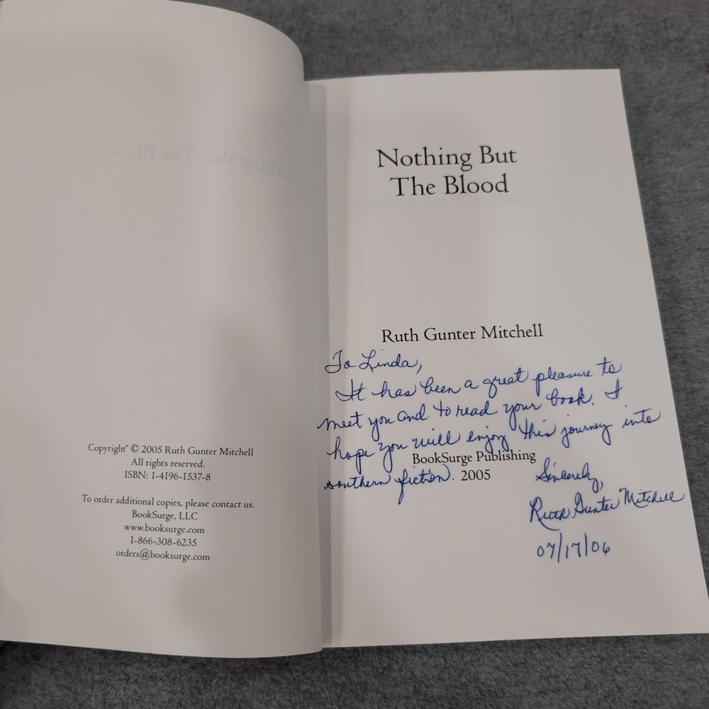Nothing But The Blood Ruth Gunter Mitchell Signed Novel‎ Anniston Alabama - Picture 3 of 3